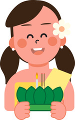 Boys and girls having fun with Loy Krathong Festival