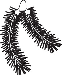 Christmas Wreath Silhouette Icon Design - Vector Illustration on White.