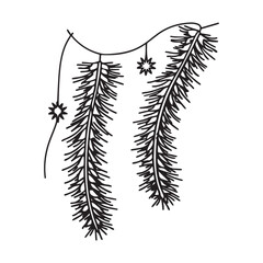 Festive Christmas Wreath Silhouette - Vector Icon Design on White.