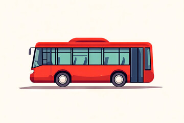 A red bus with a white background