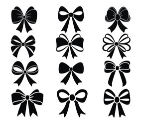 Bows Silhouette. Set Of Bows.