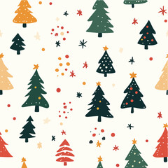 Vector seamless pattern of christmas tree minimal concept