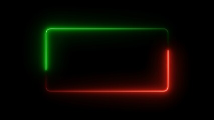 Neon rectangle border frame illustration background. Seamless loop neon line. 
