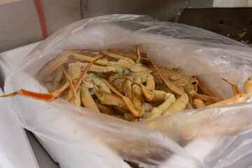 Korean crab food. Steamed snow crab