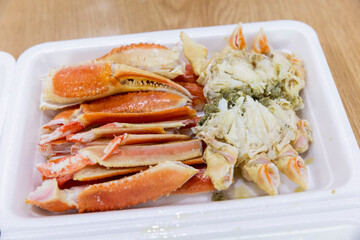Korean crab food. Steamed snow crab