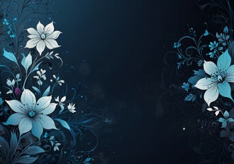 dark blue background wallpaper with floral pattern
