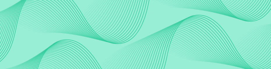 Abstract background with lines and waves. Web banner size. Element for design isolated. Vector background for brochure, booklet, flyer, poster. Green gradient. Nature, eco