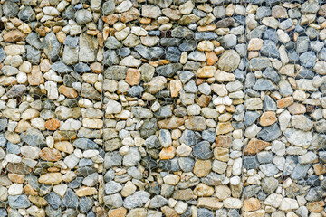 Modern Privacy Fence of Natural Rock Gabions, Walls made of stone and iron Made by welding steel into a sieve and then put the stone in the middle,style of hotel or office Building,Selective focus.