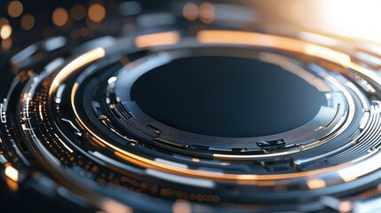 Abstract Technology Background With Glowing Ring
