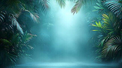Naklejka premium Explore the mystical beauty of lush green jungle landscapes surrounded by enchanting mist