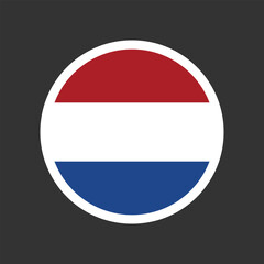 Flag of Netherlands round circle badge emblem vector