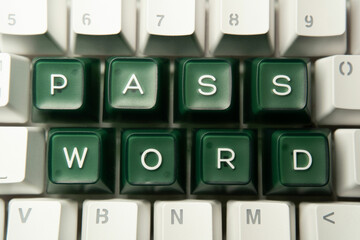 Password word made of keyboard keycaps