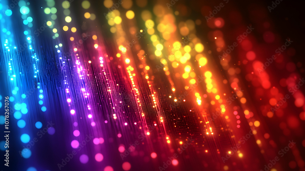 Poster abstract background with colorful lights and bokeh effect.