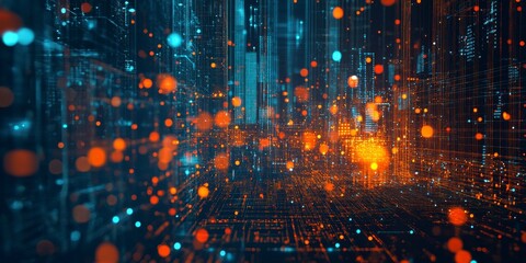 Obraz premium A business analyst uses technology to analyze data and create reports. They focus on digital transformation, using software to manage data and track performance using key metrics.