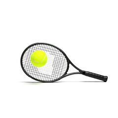 Tennis Racket and Ball Isolated on White Background
