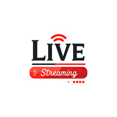 Fototapeta premium Modern Live Streaming Icon with Red and Black Typography and WiFi Symbol 