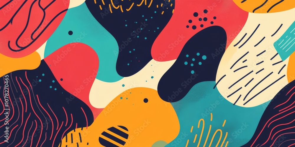 Poster a colorful design made with lines and shapes.