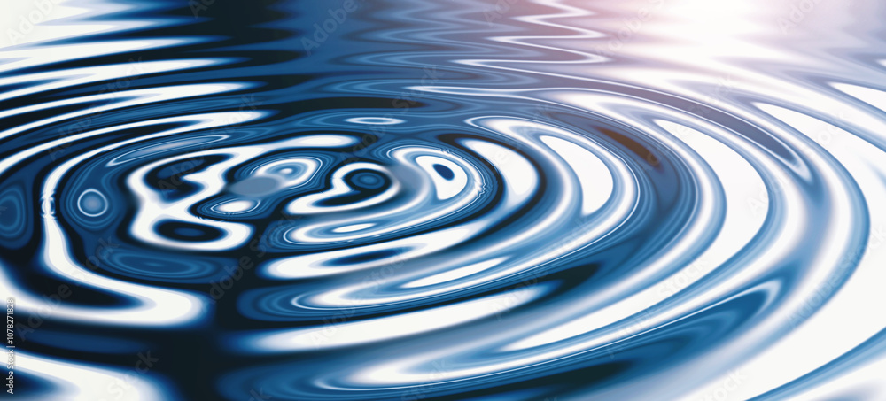 Poster waves, ripple and blue with water, pattern and background for digital 3d texture. environment, refle