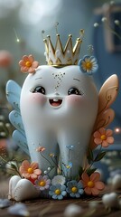 Tooth Fairy Concept on Light Blue Background
