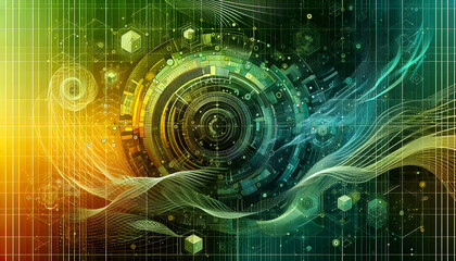 Fototapeta premium 2 Gradient Abstract Wireframe Background with Green to Yellow Transition and Geometric Patterns1