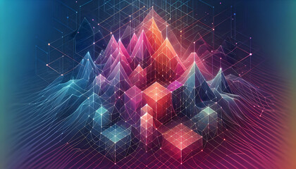 4  Gradient Abstract Wireframe Background with Pink to Blue Transition and Intersecting Lines2