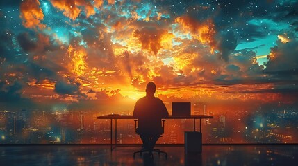 Visionary Businessman Reaching for Stars