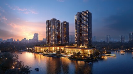 Fototapeta premium downtown building simulation city 3d rendering