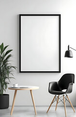 Frame mockup, ISO A paper size. office room wall poster mockup. Interior mockup with office background. Modern interior design. 3D render