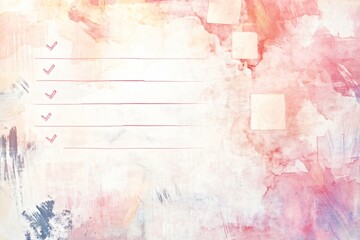 Soft Watercolor Background with Checklist Elements for Planning, Organization, and Creative Projects in Pastel Tones and Textured Style
