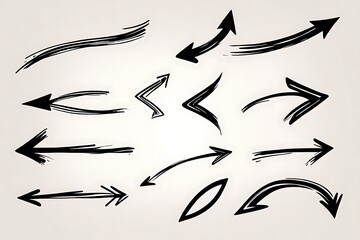 Fototapeta premium grunge arrow vector. grunge arrow brush. Set of different grunge brush arrows, pointers.Hand drawn paint object. Vector illustration