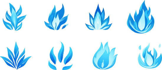 Blue flame icon on white background