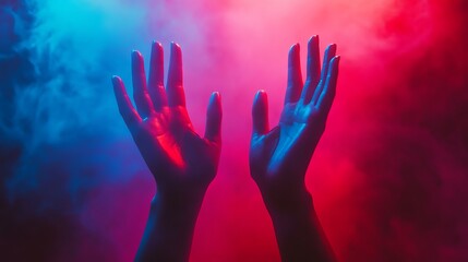 Illuminate your spirit hands reaching for colorful light