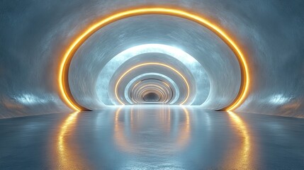 Obraz premium empty tunnel with futuristic style 3d rendering 360 degree seamless panoramic view