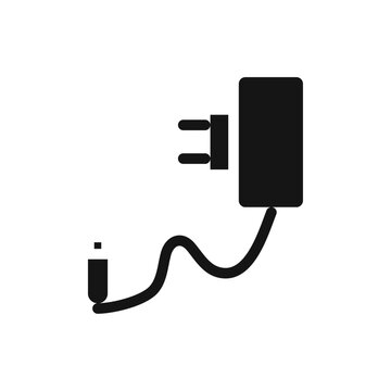 black charger plugged in, cable connected clip art preview