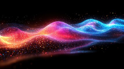 Fototapeta premium flowing glowing neon lines with black background 3d rendering