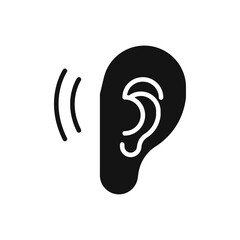 Ear icon Flat simple outline set