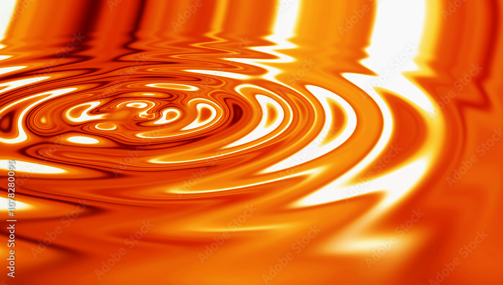 Poster waves, ripple and orange with liquid, pattern and background for digital 3d texture. environment, re