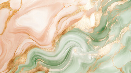 Fototapeta premium An abstract image featuring swirls of pastel colors with gold accents, creating a beautiful and elegant marbled effect for artistic inspiration and design themes.