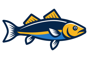 Walleye Fish Color Vector Illustration.