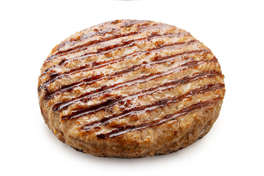 Grilled beef burger meat isolated on white background