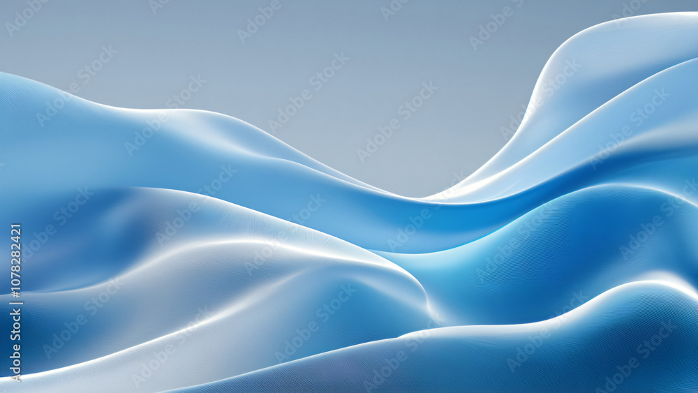 Poster an abstract representation of flowing blue waves, creating a smooth and calming visual effect, suita