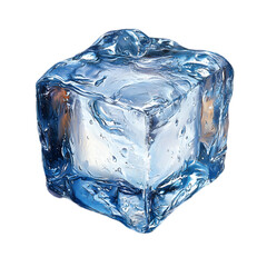 Ice cube isolated on transparent background, png.