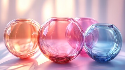 glass geometries with dispersion colors 3d rendering