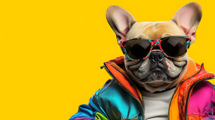 Stylish French Bulldog in Colorful Jacket