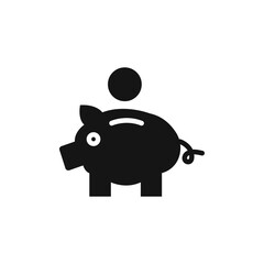 Piggy bank icon Flat simple outline set