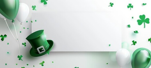 St. Patrick's Day Celebration with Shamrocks and Leprechaun Hat