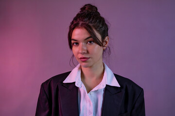 employee portrait gradient background