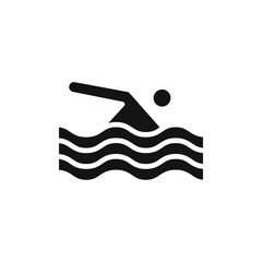 Swimming icon Flat simple outline set