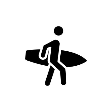 black surfer carrying surfboard clip art preview