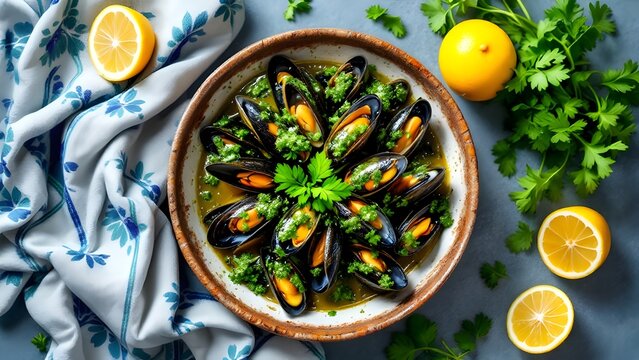 Choritos en Salsa Verde Mussels in Green Sauce (Chilean Cuisine)